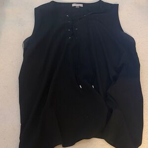 Calvin Klein Black Sleeveless Lace-Up Tank